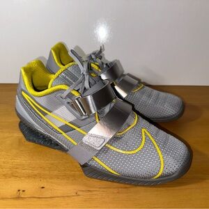 Nike Gray and Yellow Weightlifting Shoes